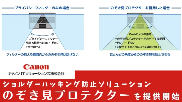 キヤノンITS　ショルダーハッキング防止ソリューション「のぞき見プロテクター」を提供開始
